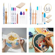 DIY Embroidery Pen Punch Needle Kits Include Fabric Craft Tool Needlework for