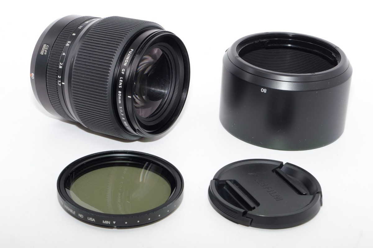 FUJIFILM GF 80mm f1.7 R WR Portrait Telephoto Lens. Box. Hood