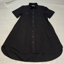 EVERLANE Black Short Sleeve Button Up Shirt Maxi Long Minimalist Dress-M-3348