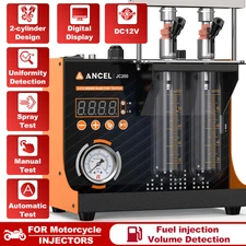 Universal 2-Cylinder Ultrasonic Fuel Injector Cleaner Tester For Car Motorcycle
