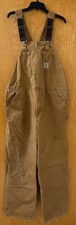 Carhartt Mens Bib Overalls Double Knee Size 42x34 Brown Duck Canvas Workwear