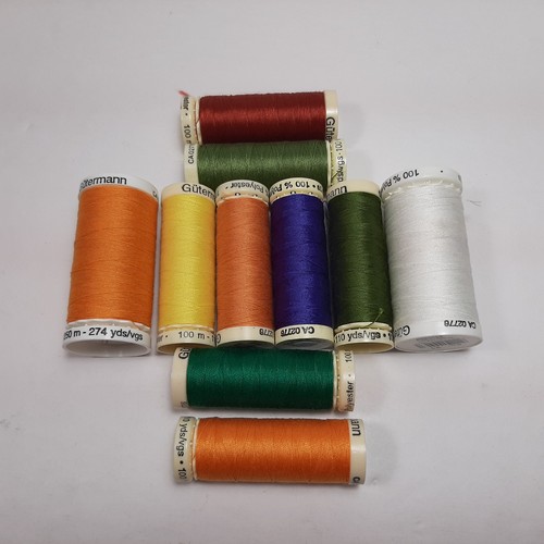 Lot of 10 Gutermann Sewing Thread Spools 110 Yards (8) 274 Yards (2) Germany