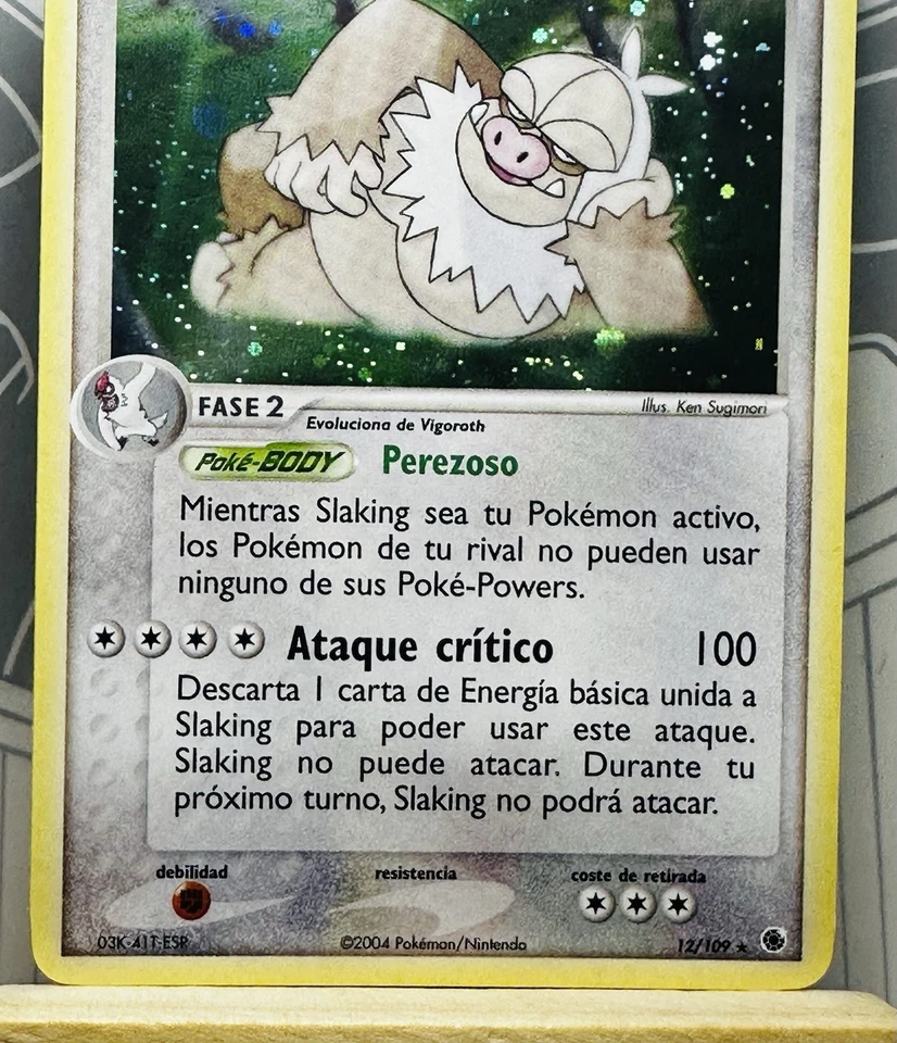 Slaking Holo Pokémon Karte Ruby and Sapphire 12 109 Spanisch 2004 Vintage NM - Bild 3 von 4