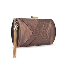 Womens Evening Clutch Bag Designer Evening Handbag Hand Elegant Tassel-brown