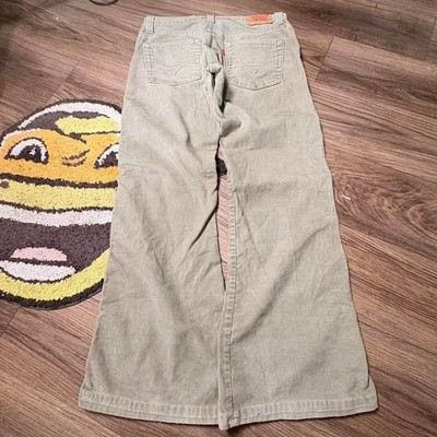 Y2K Levi's green/tan low Slouch boot cut bell bottoms Size 9 (0211)