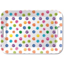 Serviertablett Tray Melamine 33x47 cm Polka dots weiß