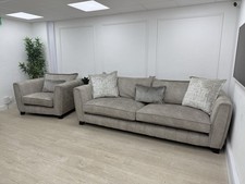 DFS Cherished Grande 4 Seater Sofa & Armchair Set In Oatmeal Self Piped