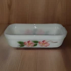 Anchor Hocking Fire King “Peach Blossom”Vintage 4" Milk Glass Deep Loaf Pan #1