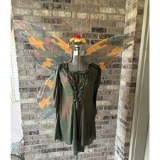 ADULT Handmade Renaissance Gown Medieval Fairy Dress Autumn Fantasy Costume Wing