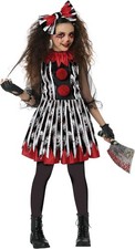 Deranged Clown Circus Carnival Killer Scary Fancy Dress Halloween Child Costume