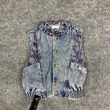 Cherokee Vest Girls Size 2 Blue Denim Snap Front Vintage 90s