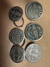 United Railway of San Francisco button set of six. 3- large 7/8" and 3 of 5/8"