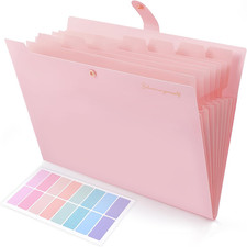 8 Pocket Expanding File Folder Accordion Organizer Letter A4 Size Pink