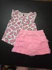 Girls Sz 6-9m Layered Skorts And Watermelon Themed Tank Top — photo 1