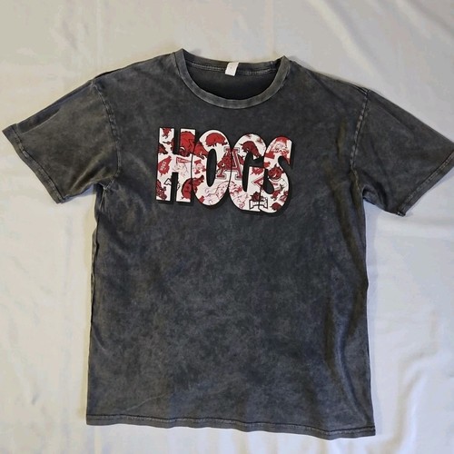 Arkansas Razorbacks Hogs T-Shirt NCAA Football Grey Bleach Dyed Men's ...