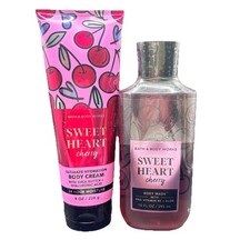 Bath  Body Works Sweetheart Cherry Body Mist  Body Cream 8 oz Set of 2 Hearts