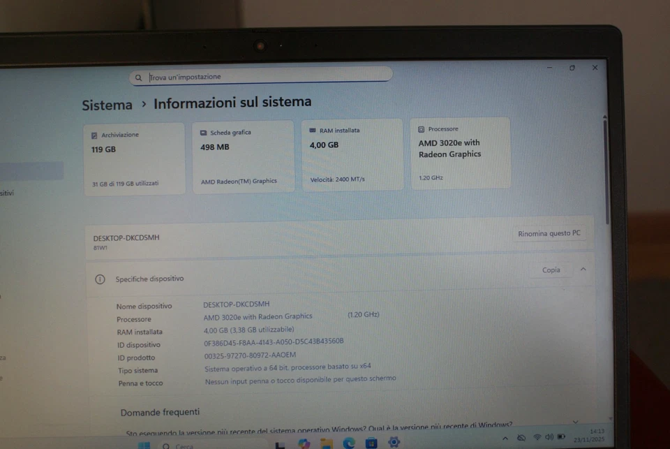 Lenovo IdeaPad 3 15ADA05 15,6" (AMD Athlon, 4GB RAM, 128GB SSD) - Immagine 4 di 4