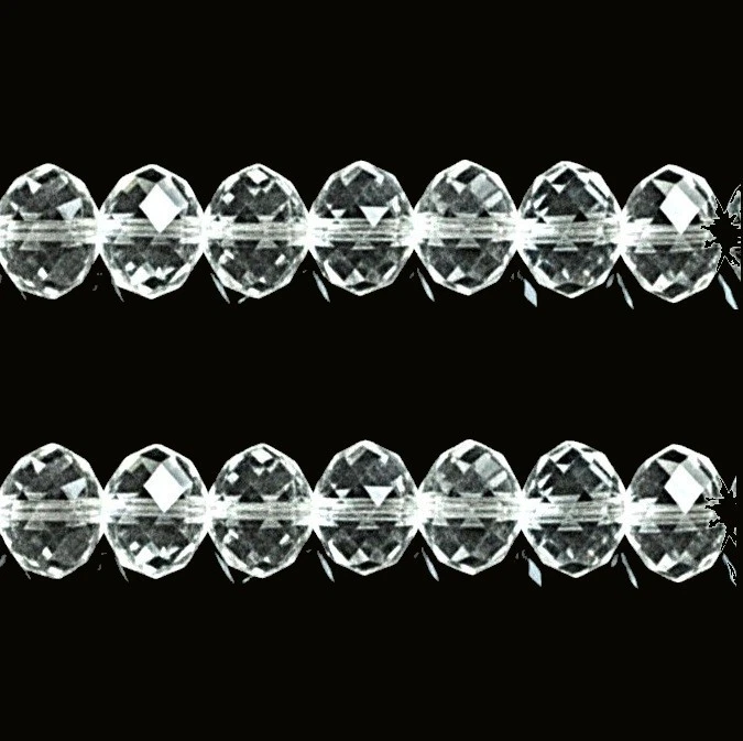 50pcs 8mm (8x6mm) flat round faceted sparkly Clear White Rondelle Crystal beads - Image 2 of 3