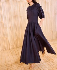 Women Ulla Johnson Round Neck Puff Sleeve Fit & Flare Midi Dress