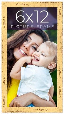6x12 Frame Yellow Real Wood Picture Frame Width 1.25 inches | Interior Frame Dep