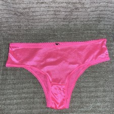 Vintage Hot Pink Satin Wet Look Second Skin Shiny Lace Trim Sissy Panties XL New