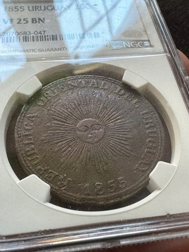 Uruguay 20 Centesimos 1855 NGC VF25