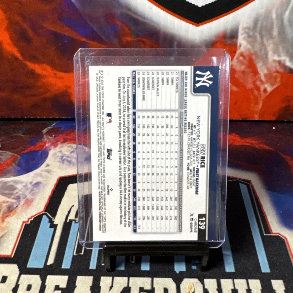 2025 Topps Chrome Ben Rice Image Variation Refractor (RC) #139 New York Yankees - Image 2 of 2