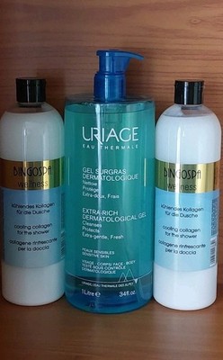 Uriage Thermale Rückfettendes Gel 1Liter+BingoSpa Kühlendes Collagen  2×500ml