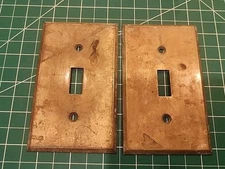 Single Gang Brass Toggle Light Switch Cover Plate ~ Lot of 2 ~ Vintage - CAR