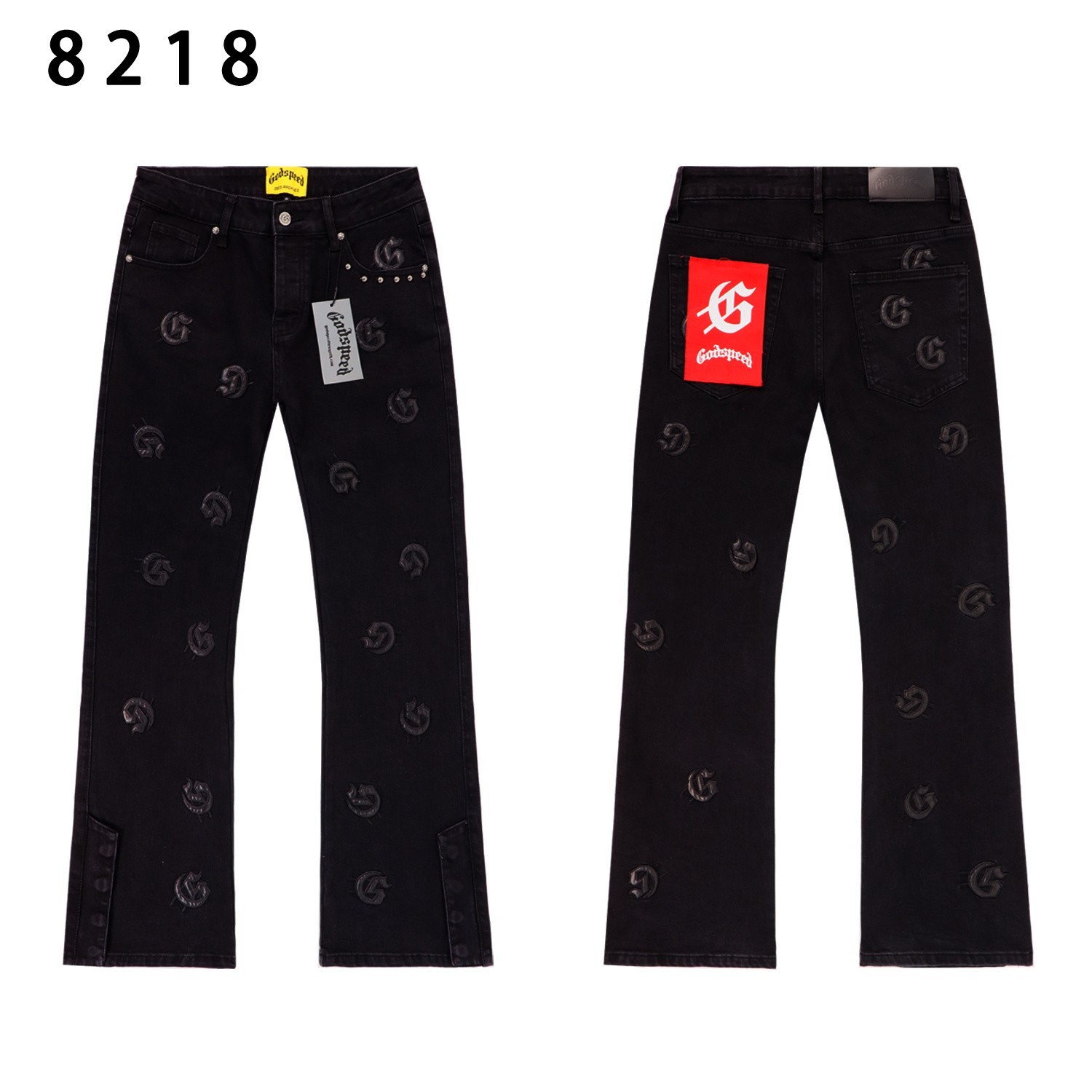 Godspeed Designer Full Embroidery Logo Jeans Casual Flared J