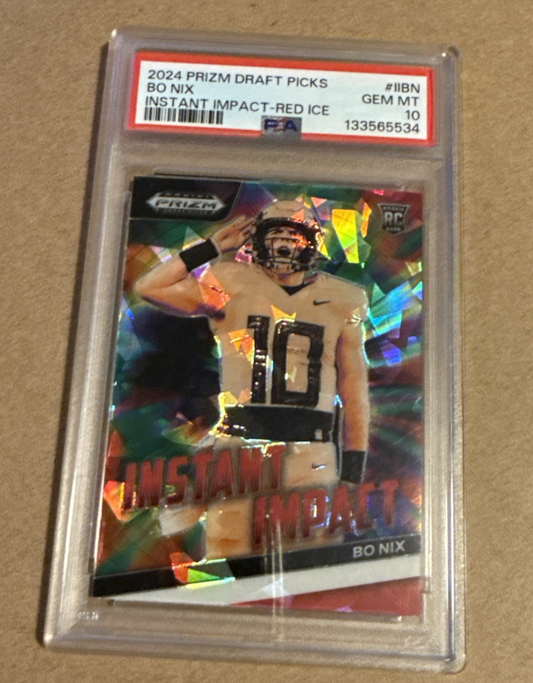 2024 Panini Prizm Draft Picks Instant Impact Bo Nix #IIBN Red Ice PSA 10