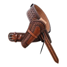 Western Leather Gun Holster Belt Tooled Cowboy Style  .22 .38 .357 .44 .45 Cal