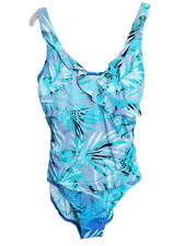 Jantzen Leaf Print Ruffle Trim One Piece Swimsuit Size 14