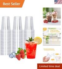 100 Count - 16 Ounce Plastic Cups, Ice Coffee Cups To Go - Crystal Clear PET ...