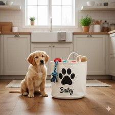 Dog Toy Box Custom Made Personalised Basket Pet Storage Gift Idea