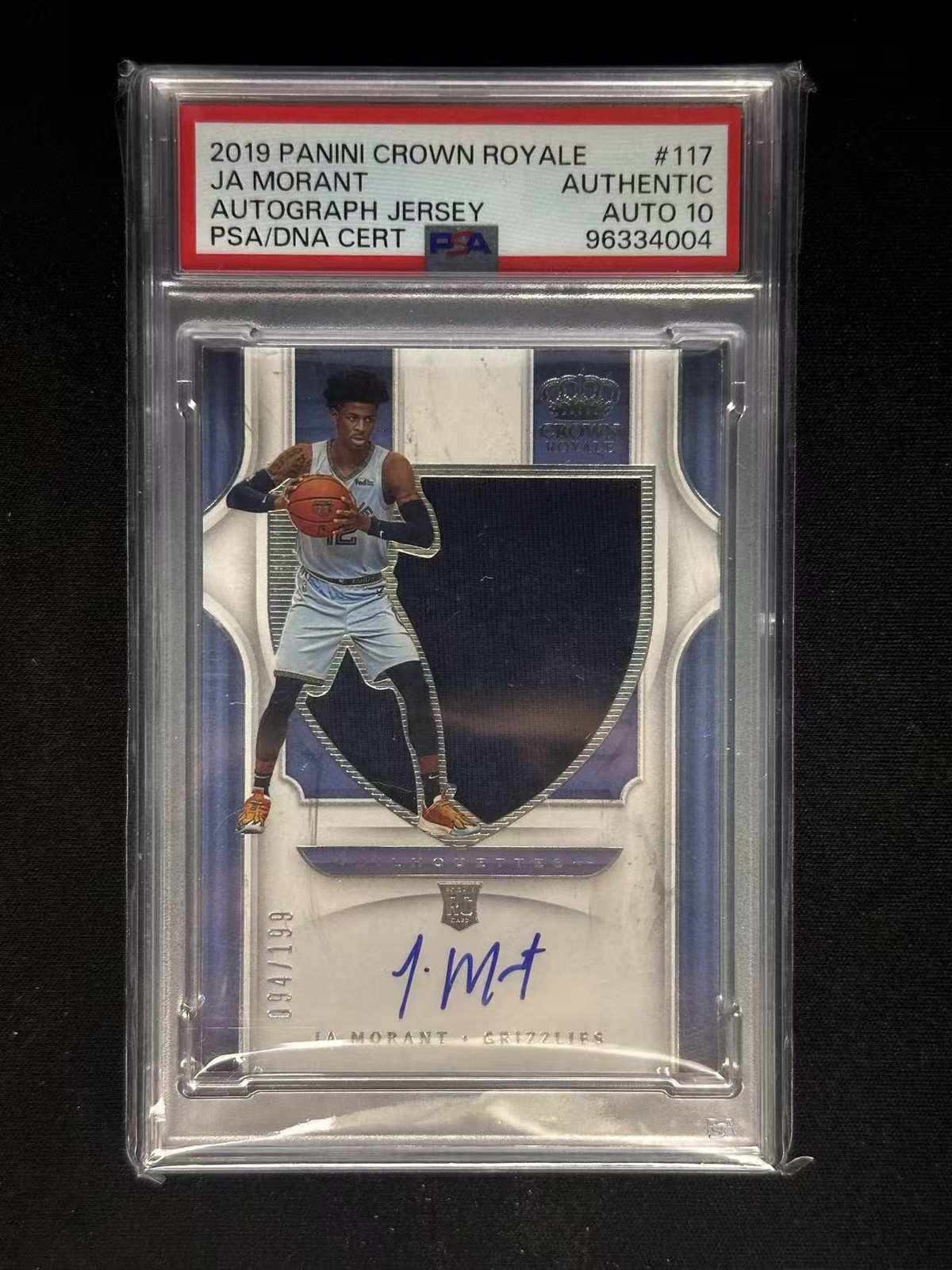 2019-20 Panini Ja Morant Crown Royale #117 Rookie Silhouette Jersey Auto /199