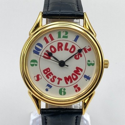 Womens Watch World's Best Mom Gold Tone 37mm Mothers Day Gift New Battery 8.75''