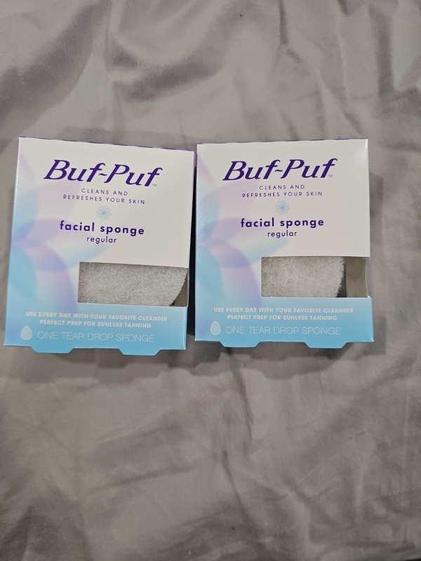 Buf-Puf Regular Facial Sponge, Dermatologist Developed, Removes Deep Dirt Qty 2