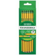 Ticonderoga Wood-Cased Pencils, Pre-Sharpened, 18 Count Pack of 1 , Yellow