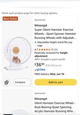 Niteangel Super-Silent Hamster Exercise Wheel Large Clear Acrylic Beige