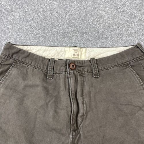 Hollister Boot Chino Pants Men's Size 31X32 Brown Slash Pocket Flat Front Cotton - Picture 2 of 9
