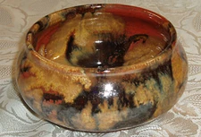 Vintage Clay Pottery Bowl Handmade Beautiful Fall Color Glaze MINT Condition