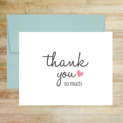 Thank You So Much Post Wedding Cards, Set of 4 PRINTED A2 Card & Envelopes