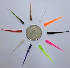 (8) 1.25" SPIKE WORMS- ICE FISHING PLASTICS/PANFISH/BLUEGILL/CRAPPIES/10 COLORS