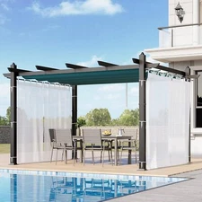 13FT/10FT Outdoor Retractable Pergola with Canopy and Side Mesh Aluminum