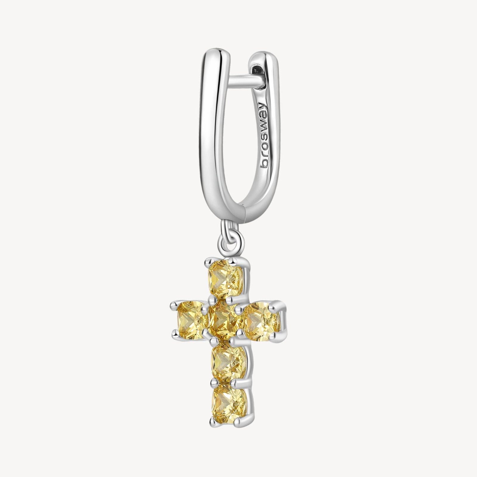 BROSWAY FANCY ORECCHINO SINGOLO CON ZIRCONI IN ARGENTO 925 FEY09  ENERGY YELLOW