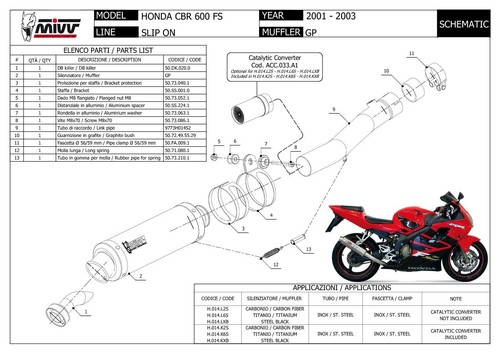 Pot D Echappament MIVV GP Titane pour Honda Cbr 600 Fs 2001 > 2003 - Photo 5/5