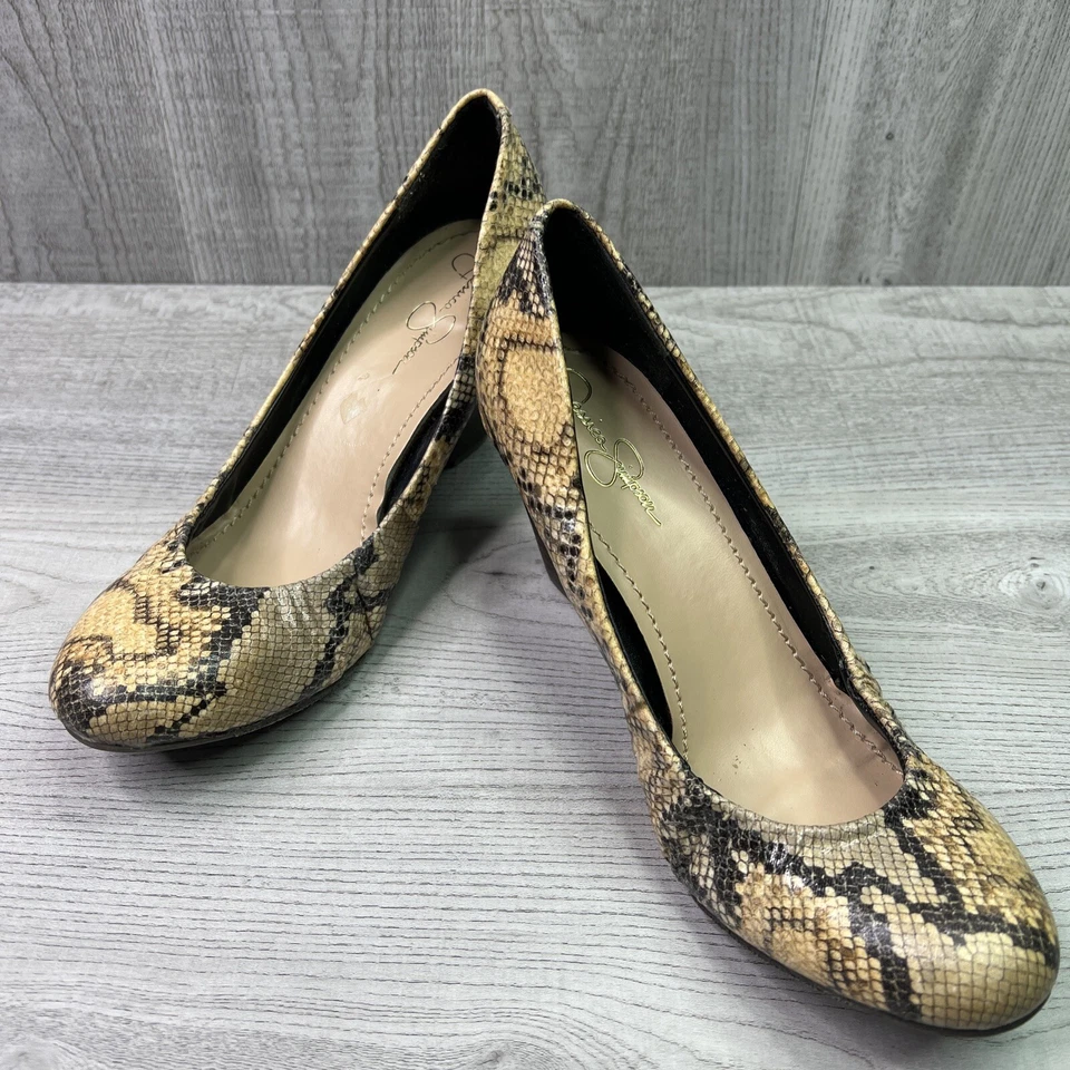 Zapatos Jessica Simpson para mujer zapatos de tacón de cuña imitación piel de serpiente punta redonda talla 9,5 B Foto 2 de 4