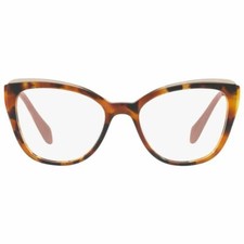 Authentic Miu Miu Cat Eye Women's Eyeglasses Havana w/Demo Lens MU02QV VX81O1