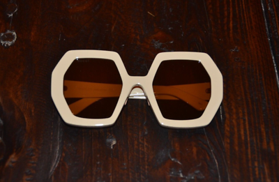 RARE GUCCI IVORY HEXAGON DOUBLE G ITALY GEOMETRIC OVERSIZED SUNGLASSES GG0772S Amazon.com: Gucci GG0772S IVORY/BROWN 55/26/145 Sunglasses  main image 3